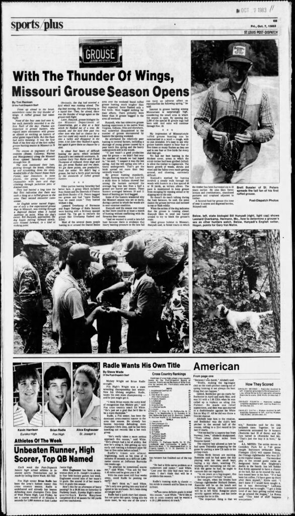 STL Post Dispatch article on Grouse Hunting with Leonard Overkamp.